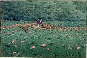 Estanque en el santuario de Benten en Shiba - Hasui Kawase - Japón, 1929