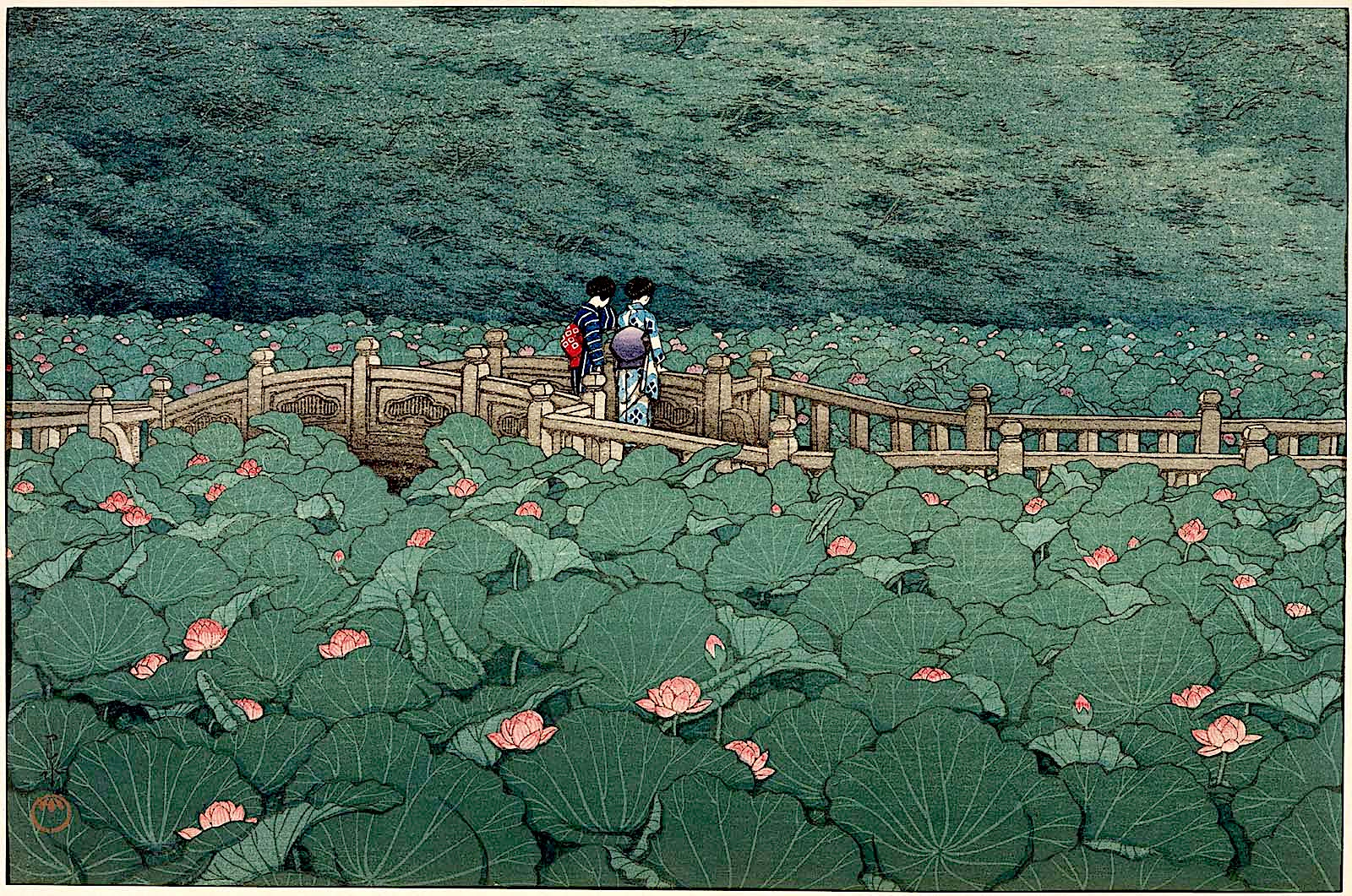 Estanque en el santuario de Benten en Shiba - Hasui Kawase - Japón, 1929